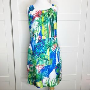 Vilagallo 38 Silk Tropical House Plant Shift Dress 6